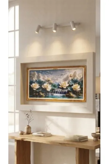 Modern Lotus ve Şelale Temalı Çerçevesiz Tablo - 20*40 cm Modern Lotus ve Şelale Temalı Çerçevesiz Tablo - 20*40 cm