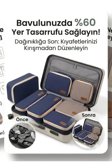NuBajka 4’lü Valiz Organizer Seti – Seyahat ve Bavul Düzenleyici- Gözlük Kılıfı ve Taşıma Çantası Hediyeli