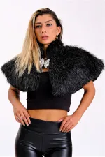 Siyah Broşlu Kürk Etol Bolero Siyah Broşlu Kürk Etol Bolero