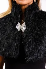 Siyah Broşlu Kürk Etol Bolero Siyah Broşlu Kürk Etol Bolero