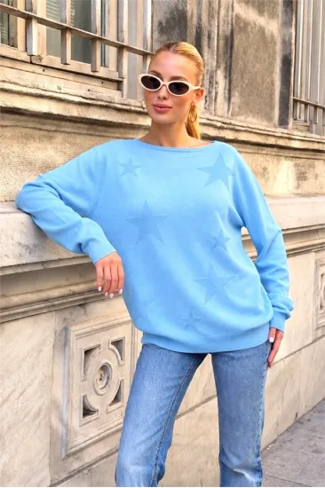 Mavi Yıldızlı Merserize Bluz Mavi Yıldızlı Merserize Bluz