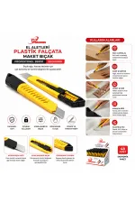 48 ADET EKO PLASTİK FALÇATA MAKET BIÇAK SARI (5637)