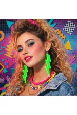 80’ler 90'lar Retro Neon Yeşil Şimşek Küpe 10 cm (5637) 80’ler 90'lar Retro Neon Yeşil Şimşek Küpe 10 cm (5637)