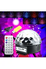 Küre Disko Topu Müzik Çalar Renkli Lazer Işıklı Bluetooth (5637)