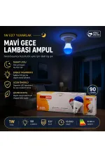 10 ADET 1W E27 MAVİ YUVARLAK GECE LAMBASI LED AMPUL EAMP-075 (5637)
