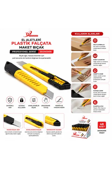 48 ADET EKO PLASTİK FALÇATA MAKET BIÇAK SARI (5637) 48 ADET EKO PLASTİK FALÇATA MAKET BIÇAK SARI (5637)