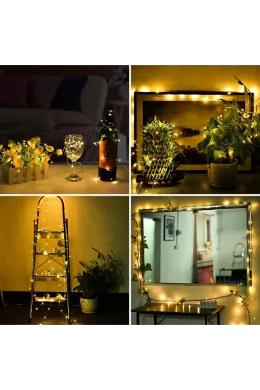 Peri Led Işık 10 Metre (Sarı) Pilli Aydınlatma Şerit Led Saçak Spot Süsleme (5637)