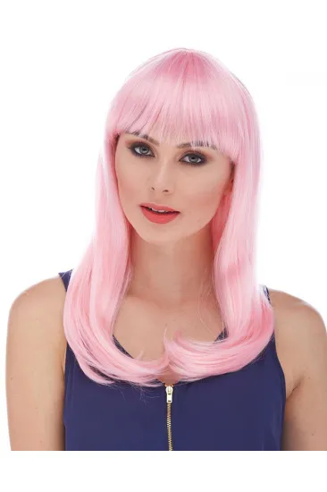 Soft Pembe Renk Uzun Düz Parti Peruğu (5637) Soft Pembe Renk Uzun Düz Parti Peruğu (5637)
