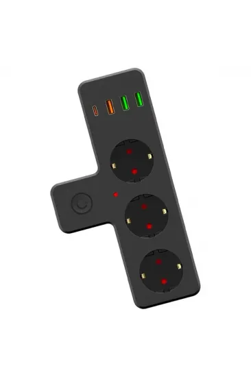 Termal Akım Korumalı 3 Adet Soket,3 Adet USB ve 1 Adet Type-C Girişli 20w Priz Model 3397 (5637) Termal Akım Korumalı 3 Adet Soket,3 Adet USB ve 1 Adet Type-C Girişli 20w Priz Model 3397 (5637)