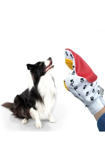 Kedi Köpek Yıkama Tüy Açıcı Düğüm Çözücü Plastik Tımar Masaj Eldiveni El Fırçası (5637)
