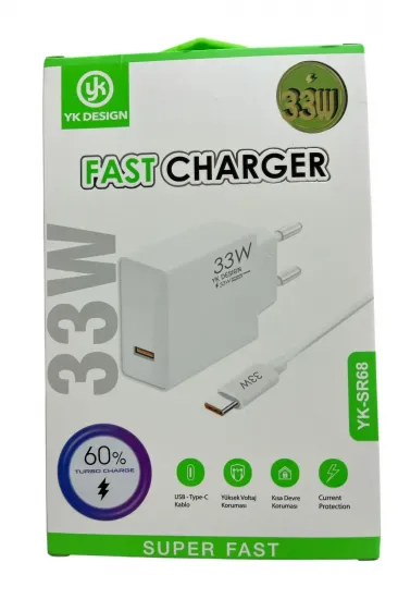 Usb Type-c 33W Şarj Aleti YK-SR68 (5637) Usb Type-c 33W Şarj Aleti YK-SR68 (5637)