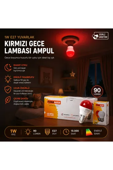 10 ADET 1W E27 KIRMIZI YUVARLAK GECE LAMBASI LED AMPUL EAMP-075 (5637) 10 ADET 1W E27 KIRMIZI YUVARLAK GECE LAMBASI LED AMPUL EAMP-075 (5637)