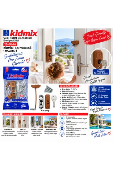 KAHVERENGİ HALATLI ANAHTARLI EMNYET KİLİT (5637)