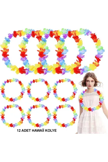 Hawaii Çiçekli Boyun Kolyesi - Renkli Tropikal Parti Leisi 12 Adet (5637) Hawaii Çiçekli Boyun Kolyesi - Renkli Tropikal Parti Leisi 12 Adet (5637)
