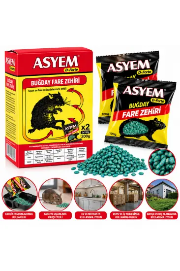 BUĞDAY FARE YEMİ ZEHİRİ 2X100=200GR (5637) BUĞDAY FARE YEMİ ZEHİRİ 2X100=200GR (5637)