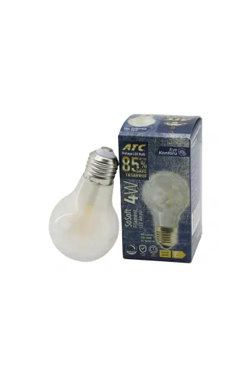 ATC-A60-SS VİNTAGE SOSOFT FİLAMENT 4W LED AMPUL LAMBA E27 KIRILMAZ PLASTİK CAM 400 LÜMEN 2200K 25.000 SAAT (5637)