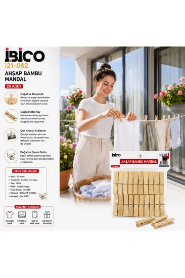 20PCS AHŞAP BAMBU MANDAL (5637) 20PCS AHŞAP BAMBU MANDAL (5637)