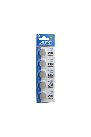 ATC LİTHİUM BATTERY CR-2032 PARA PİL LİTYUM 3V 5Lİ KART (5637) ATC LİTHİUM BATTERY CR-2032 PARA PİL LİTYUM 3V 5Lİ KART (5637)