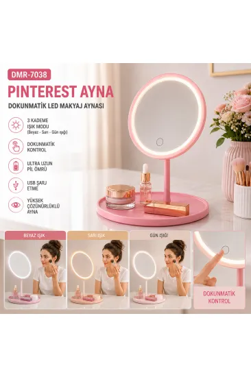 YUVARLAK 3 KADEME DOKUNMATİK LED MAKYAJ AYNASI BEYAZ-SARI-GÜNIŞIĞI (5637) YUVARLAK 3 KADEME DOKUNMATİK LED MAKYAJ AYNASI BEYAZ-SARI-GÜNIŞIĞI (5637)