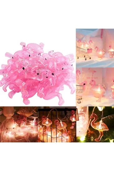 10'lu Pilli Led Flamingo Dekoratif Işık Zinciri Aydınlatma 1,5 Mt (5637)