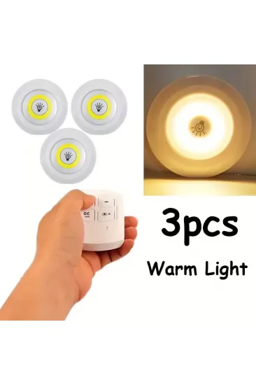 Uzaktan Kumandalı Yapışkanlı 3'lü Led Spot Lamba (5637) Uzaktan Kumandalı Yapışkanlı 3'lü Led Spot Lamba (5637)
