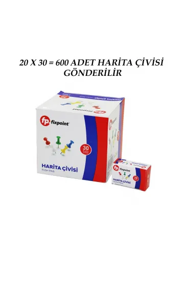 600 ADET HARİTA ÇİVİSİ RENKLİ = 20PCS X 30 (5637)