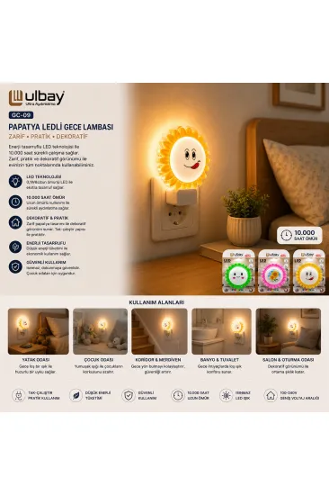 10 ADET PAPYATYA LEDLİ GECE LAMBASI GC-09 (5637) 10 ADET PAPYATYA LEDLİ GECE LAMBASI GC-09 (5637)