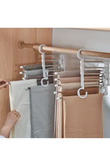 Hareketli Dolap İçi Pantolon Kravat Şal Askı Sistemi Düzenleyici Katmanlı Askılık Organizer (5637)