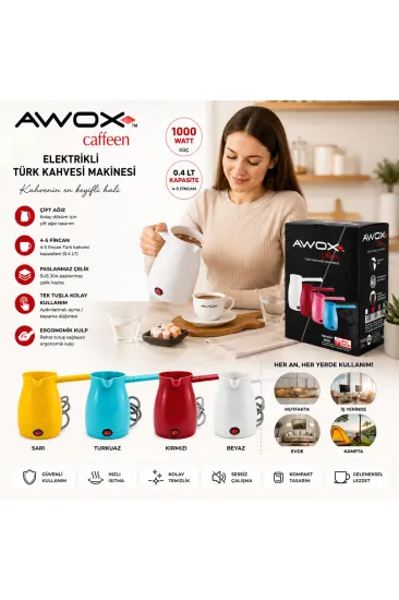 AWOX CAFFEEN KIRMIZI ELEKTRİKLİ CEZVE TÜRK KAHVESİ MAKİNESİ PLASTİK ÇİFT AĞIZ 0.4LT - 5 FİNCAN 1000W (5637) AWOX CAFFEEN KIRMIZI ELEKTRİKLİ CEZVE TÜRK KAHVESİ MAKİNESİ PLASTİK ÇİFT AĞIZ 0.4LT - 5 FİNCAN 1000W (5637)