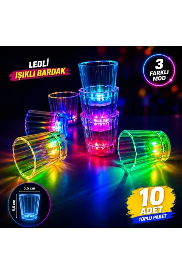 10'lu LED Işıklı Parti Bardağı Seti (5637) 10'lu LED Işıklı Parti Bardağı Seti (5637)