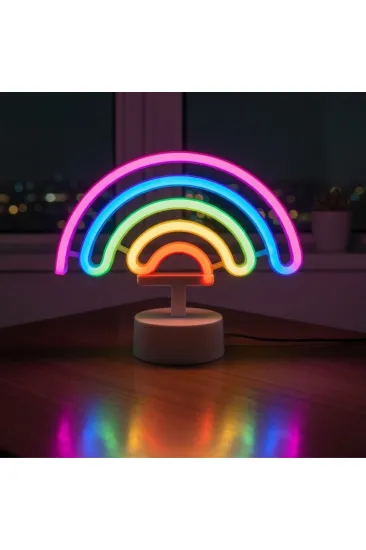 Plastik Gökkuşağı Neon LED Işık – Dekoratif Renkli Masaüstü ve Ambiyans Aydınlatması (5637) Plastik Gökkuşağı Neon LED Işık – Dekoratif Renkli Masaüstü ve Ambiyans Aydınlatması (5637)