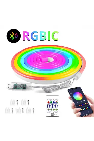 Neon LED Esnek Aydınlatma - RGB MAGIC SMART - 5 Metre Paket IP67 - Uzaktan Kumanda + Uygulama (5637) Neon LED Esnek Aydınlatma - RGB MAGIC SMART - 5 Metre Paket IP67 - Uzaktan Kumanda + Uygulama (5637)