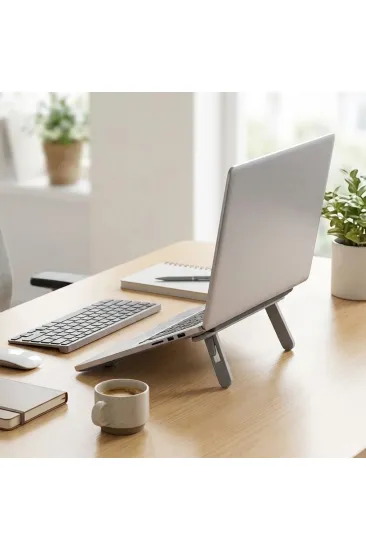 2 Kademeli Katlanabilir Laptop Standı – Kendiliğinden Güçlü Yapışkanlı, Ergonomik Tablet Yükseltici (5637)