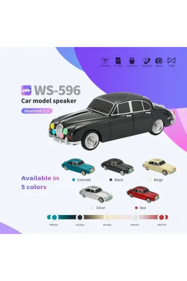 WS-596 Araba Görünümlü Kablosuz Bluetooth Hoparlör Siyah (5637)