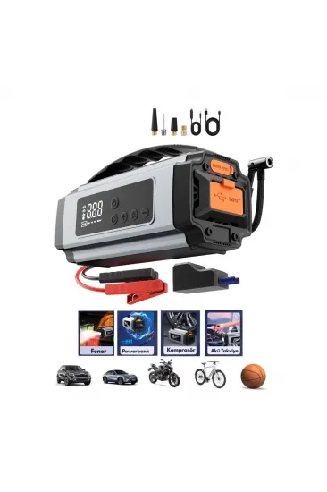 ÇOK FONKSİYONLU OTO - ARAÇ TAKVİYE SET TAŞINABİLİR 120W DİJİTAL EKRAN POWERBANK ÖZELLİK - FENER - COB - PUSULA YG-898 (5637) ÇOK FONKSİYONLU OTO - ARAÇ TAKVİYE SET TAŞINABİLİR 120W DİJİTAL EKRAN POWERBANK ÖZELLİK - FENER - COB - PUSULA YG-898 (5637)