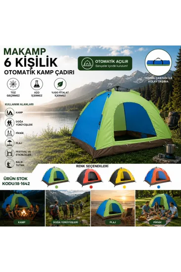 6 KİŞİLİK TOZ GEÇİRMEZ 220CMX250CMX165CM OTOMATİK KAMP ÇADIR HERHANGİ BİR RENK GÖNDERİLİR (5637) 6 KİŞİLİK TOZ GEÇİRMEZ 220CMX250CMX165CM OTOMATİK KAMP ÇADIR HERHANGİ BİR RENK GÖNDERİLİR (5637)