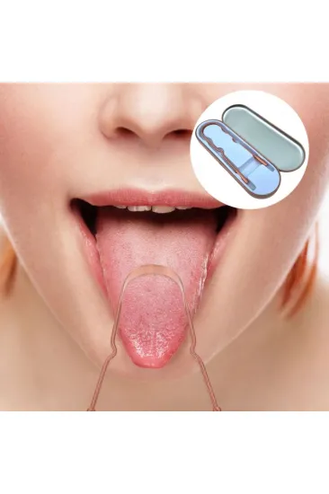 Bakır Oil Pulling Yağ Çekme Dil Plak Temizleme Aleti Dil Fırçası Sıyırıcı Dil Kaşığı (5637)