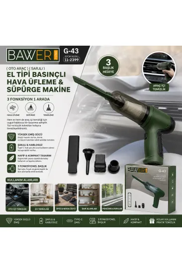 OTO ARAÇ SARJLI EL TİPİ BASINÇLI HAVA ÜFLEME - SÜPÜRGE MAKİNE 3 BAŞLIK G-43 (5637) OTO ARAÇ SARJLI EL TİPİ BASINÇLI HAVA ÜFLEME - SÜPÜRGE MAKİNE 3 BAŞLIK G-43 (5637)