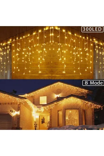 8 Fonksiyonlu 16 Saçaklı Perde Led 3 x 1 (Günışığı) (5637)