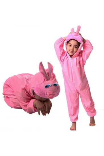 Çocuk Tavşan Kostümü Pembe Renk 2-3 Yaş 80 cm (5637)