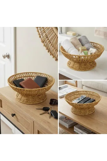 25 cm Plastik Rattan Servis Çanağı – Doğal Hasır Görünümlü Dekoratif Meyve, Ekmek ve Sunum Kasesi (5637) 25 cm Plastik Rattan Servis Çanağı – Doğal Hasır Görünümlü Dekoratif Meyve, Ekmek ve Sunum Kasesi (5637)