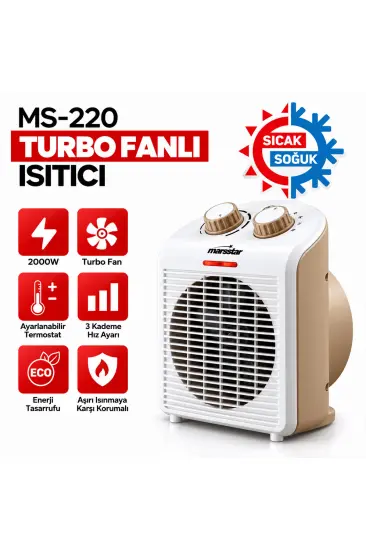 SICAK - SOĞUK TURBO FANLI ISITICI 3 KADEME HIZ AYAR 2000W MS-220 (5637) SICAK - SOĞUK TURBO FANLI ISITICI 3 KADEME HIZ AYAR 2000W MS-220 (5637)