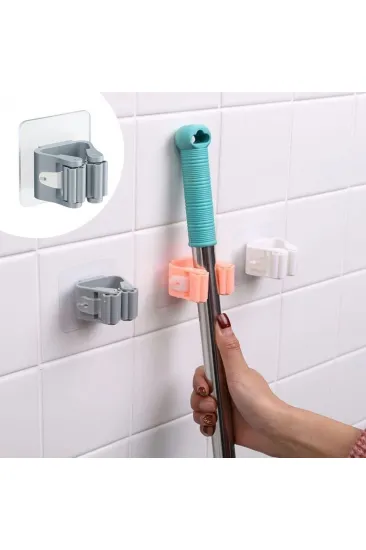 Tekli Duvara Yapışkanlı Mop Tutucu Aparat Sopa Askısı (5637) Tekli Duvara Yapışkanlı Mop Tutucu Aparat Sopa Askısı (5637)