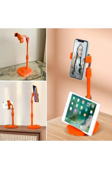 Masa Üstü Tablet ve Telefon Tutucu Plastik Aparat Turuncu Telefon Standı (5637) Masa Üstü Tablet ve Telefon Tutucu Plastik Aparat Turuncu Telefon Standı (5637)