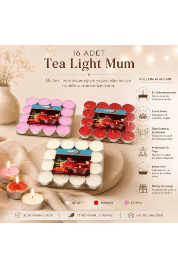 16 PARÇA KIRMIZI TEA LİGHT YUVARLAK MUM (5637) 16 PARÇA KIRMIZI TEA LİGHT YUVARLAK MUM (5637)