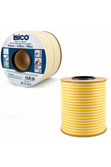 BEYAZ 2X50 = 100MT BOBİN FİTİL KAPI - PENCERE BANT D PROFİL 9X6MM BANDI (5637)