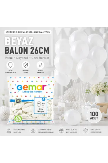 İÇ MEKAN - BEYAZ BALON 10 INC - 26CM - 100PCS (5637) İÇ MEKAN - BEYAZ BALON 10 INC - 26CM - 100PCS (5637)