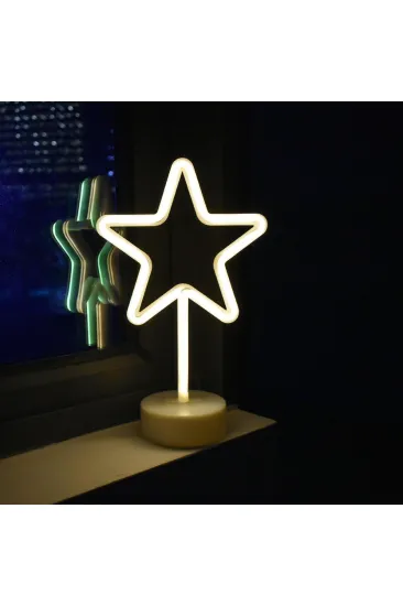 Yıldız Tasarımlı Neon Led Masa Ve Gece Lambası Dekoratif Işık (5637)