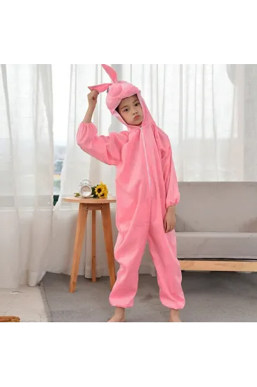 Çocuk Tavşan Kostümü Pembe Renk 4-5 Yaş 100 cm (5637)