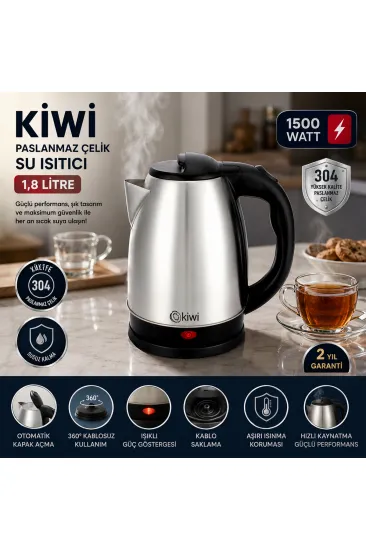 ÇELİK KETTLE ELEKTRİKLİ SU ISITICISI PASLANMAZ ÇELİK GİZLİ REZİSTANS 360° 1.8LT 1500W KK-3331 (5637) ÇELİK KETTLE ELEKTRİKLİ SU ISITICISI PASLANMAZ ÇELİK GİZLİ REZİSTANS 360° 1.8LT 1500W KK-3331 (5637)
